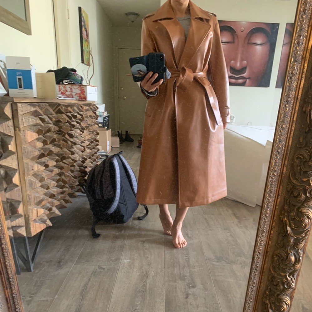 Never worn over vegan leather trench coat
